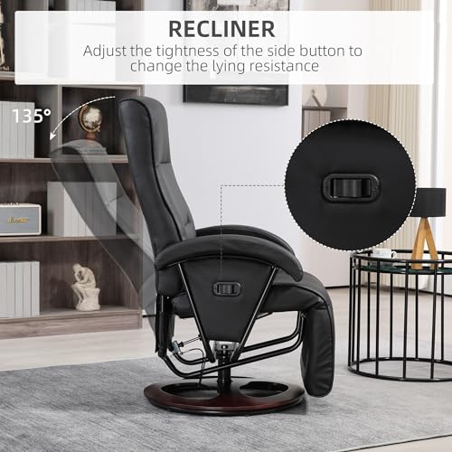 Gray Leather Swivel Recliner Chair with Adjustable Footrest H938868