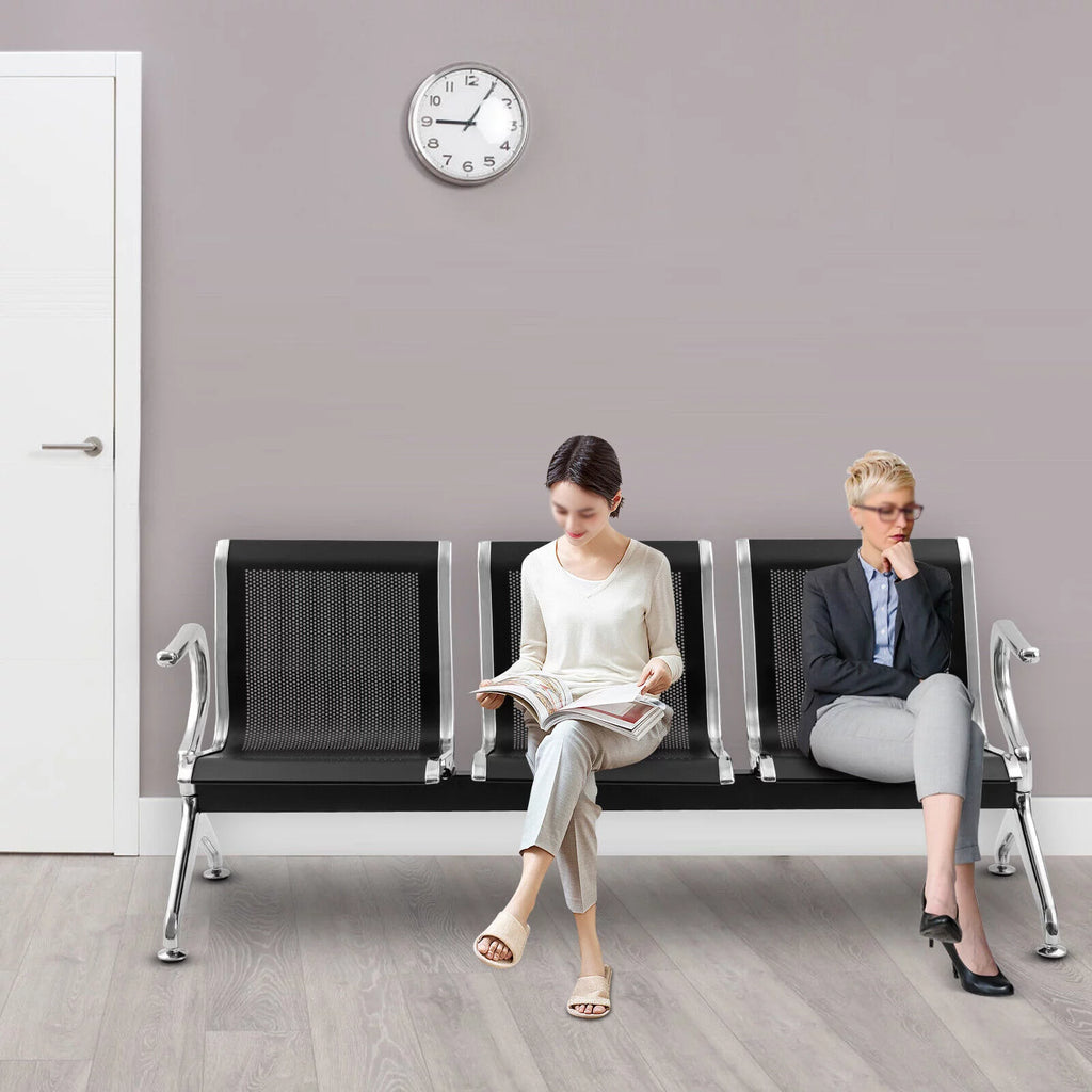 Black 3-Seat Waiting Room Chair with Arms T2601