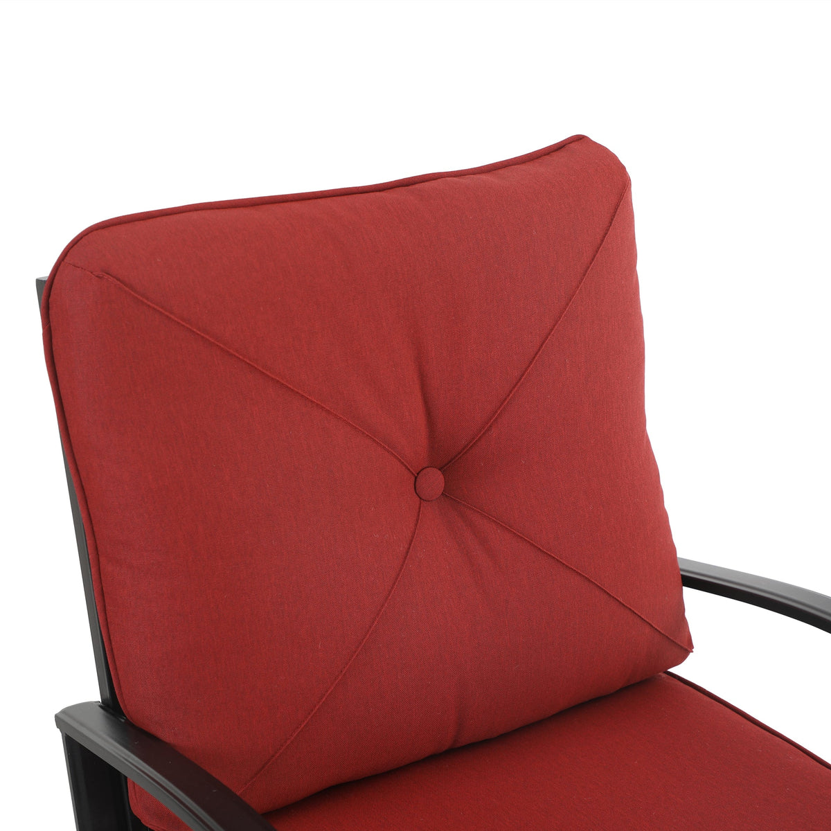 Set of 2 Outdoor Dining Chairs with Cushions, Black&Red E491