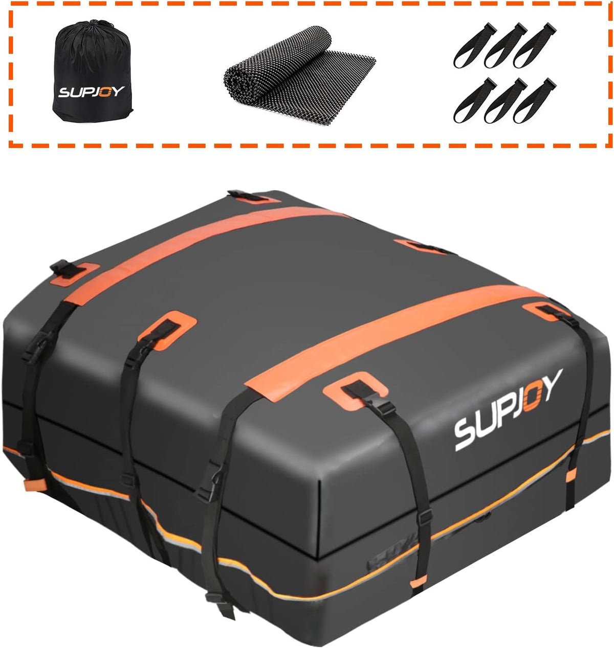 20 Cubic Feet Waterproof Soft Shell Rooftop Cargo Carrier with Reflective Strip and Anti-Slip Mat G245