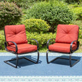 Set of 2 Outdoor Dining Chairs with Cushions, Black&Red E491