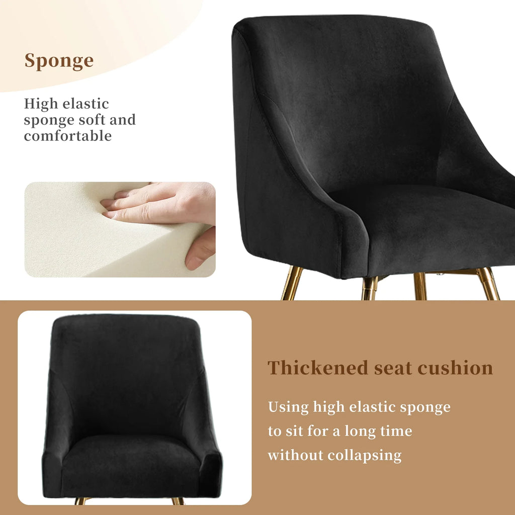 Black Velvet Upholstered Dining Chair Set of 6 V8225