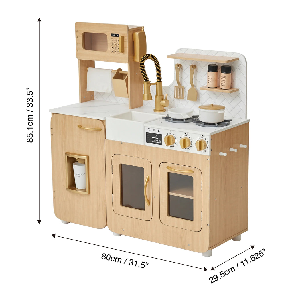 Medium Play Kitchen with Kitchen Accessories, Light Oak/White N6057