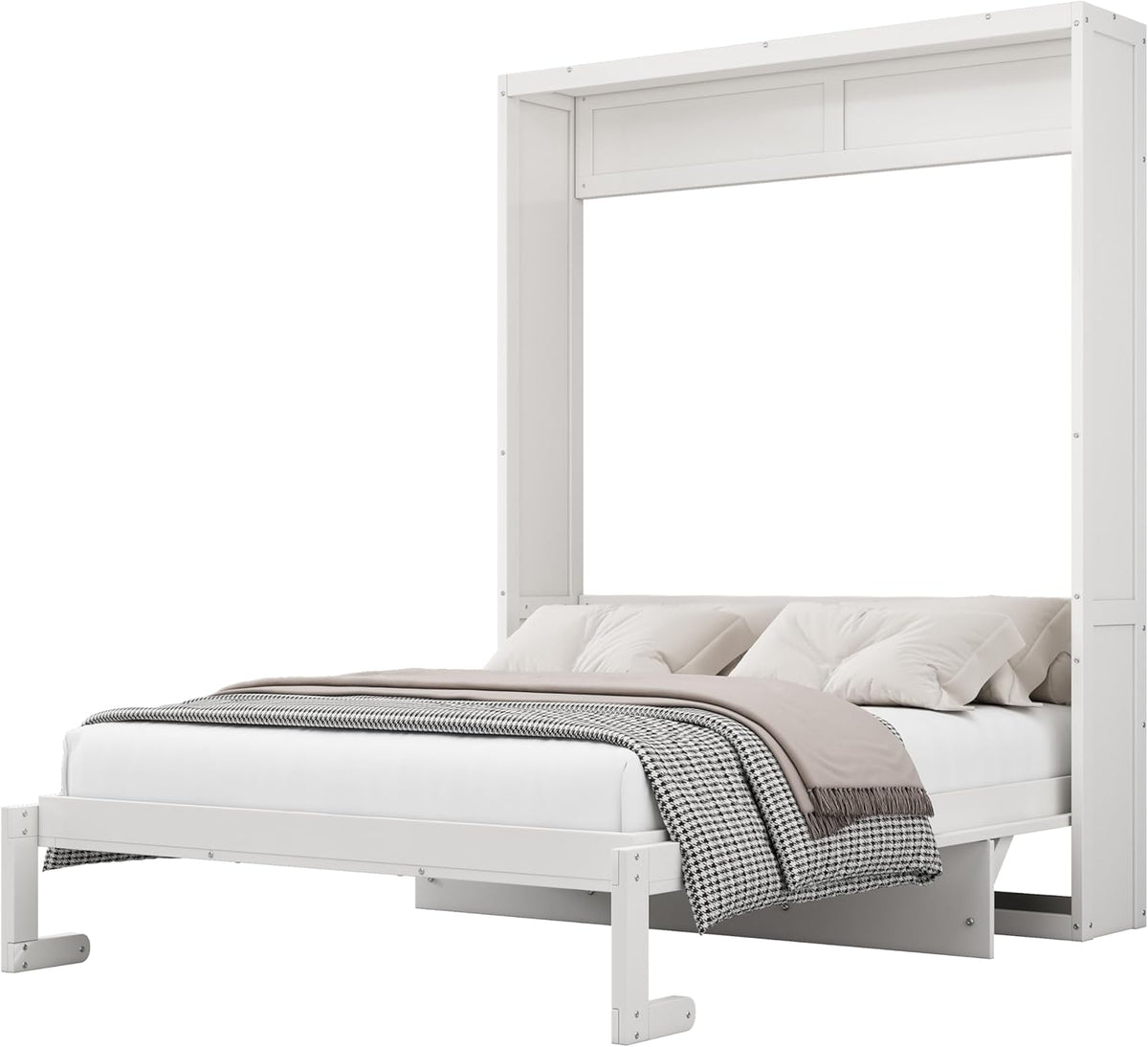 White Queen Size Murphy Bed with Desk P21755
