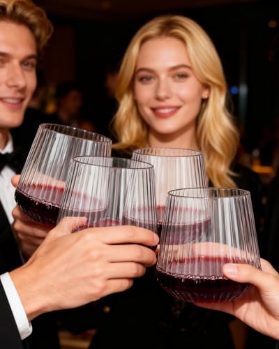 24 Pack 10 OZ Clear Plastic Wine Glasses with Stem X4862