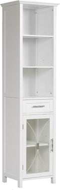 White Linen Cabinet with 1 Drawer and 3 Open Shelves G69468