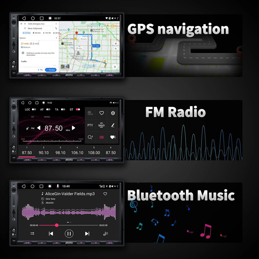 7inch QLED Double Din Car Stereo with Wireless Carplay Android Auto A94021