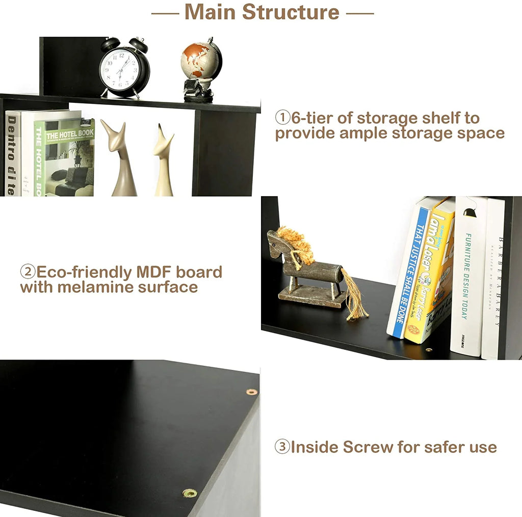 5-Tier Black Bookcase Shelving Unit W265