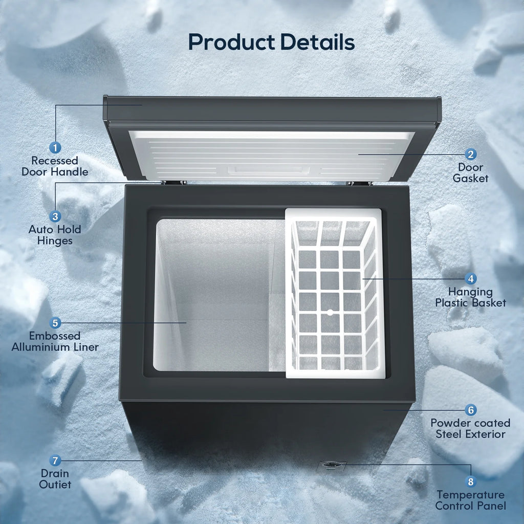 2.7 Cubic Feet Black Compact Chest Freezer T3694