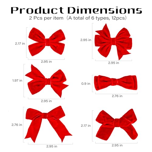 Red Christmas Velvet Ribbon Bow Hair Clips O64443