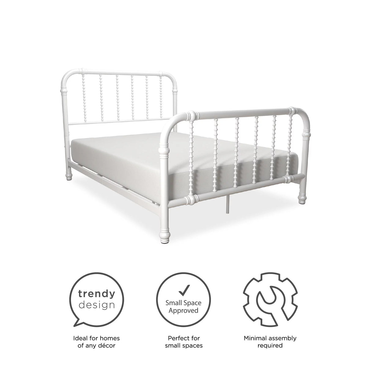 White Full Metal Bed Z758