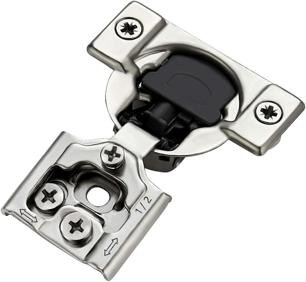 12 Pack 6 Pairs 1/2 inch Overlay Soft Close Satin Nickel Stainless Steel Concealed Hinges L35858