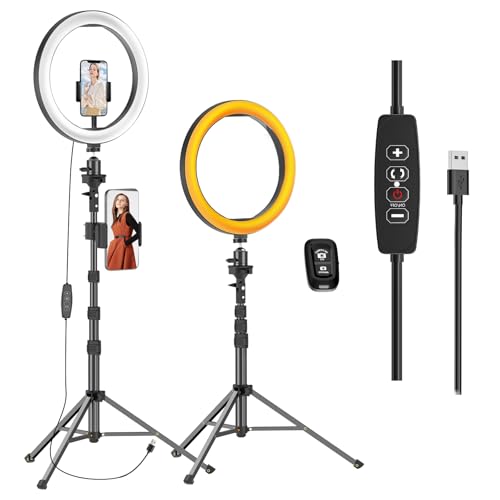 10" Dimmable LED Ring Light with Tripod Stands and Phone Holder S817