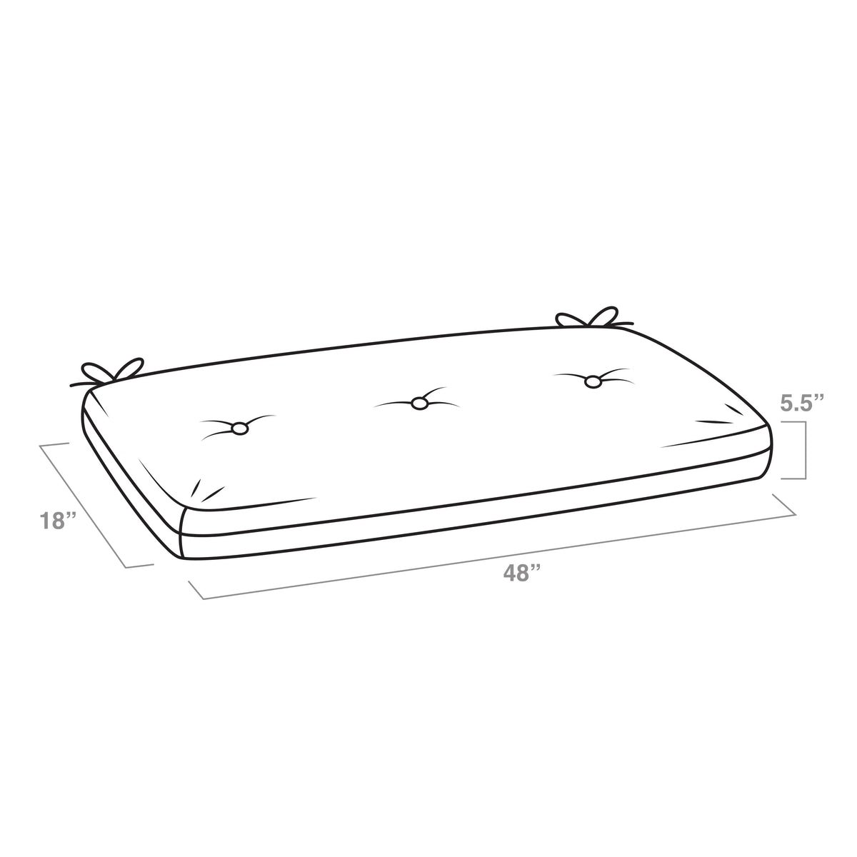 Water Repellent Fade Resistant Tufted Outdoor Bench Cushion 48 x 18 U141