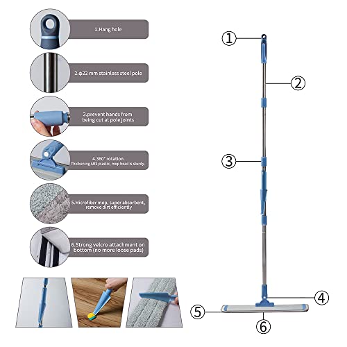 Commercial Flat Microfiber Floor Mop with 4 Washable Pads T46317