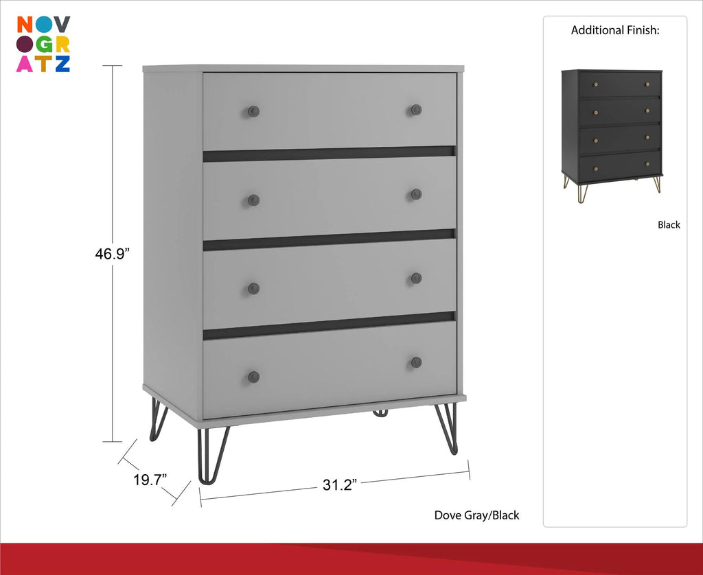 Black 4 Drawer Dresser N72978
