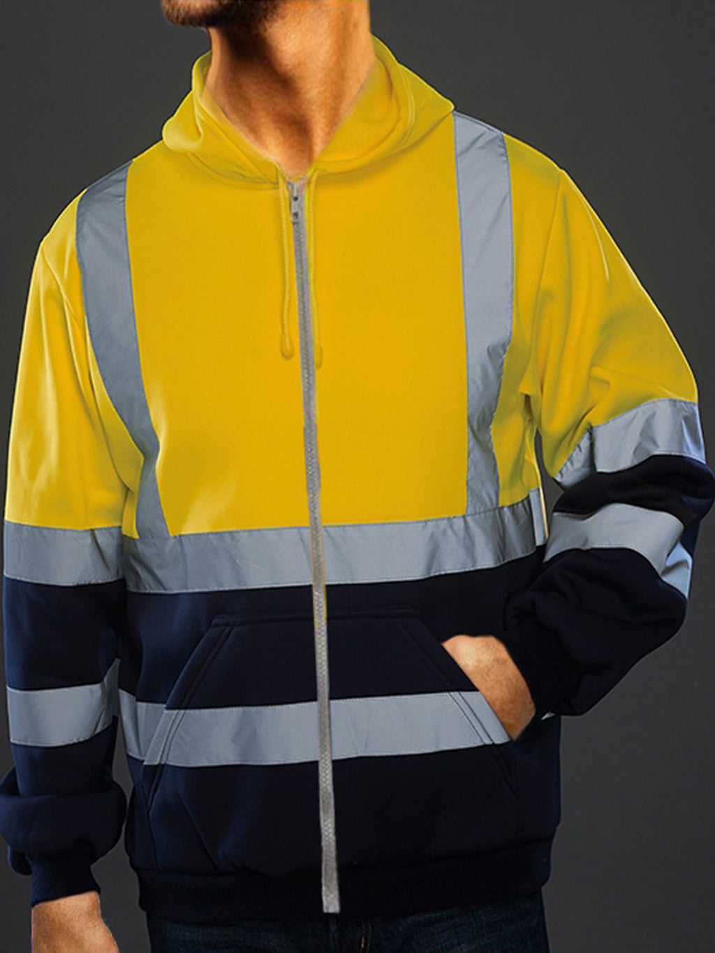 High Visibility Reflective Full Zip Hooded Sweatshirt L280992