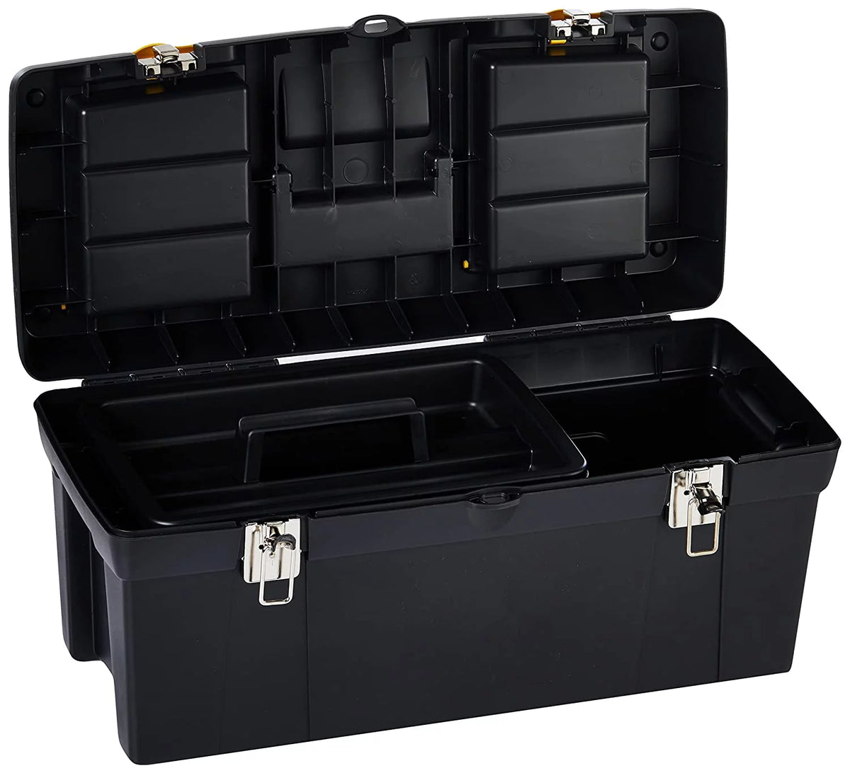 24 In. Metal Latch Tool Box With Tote Tray C390