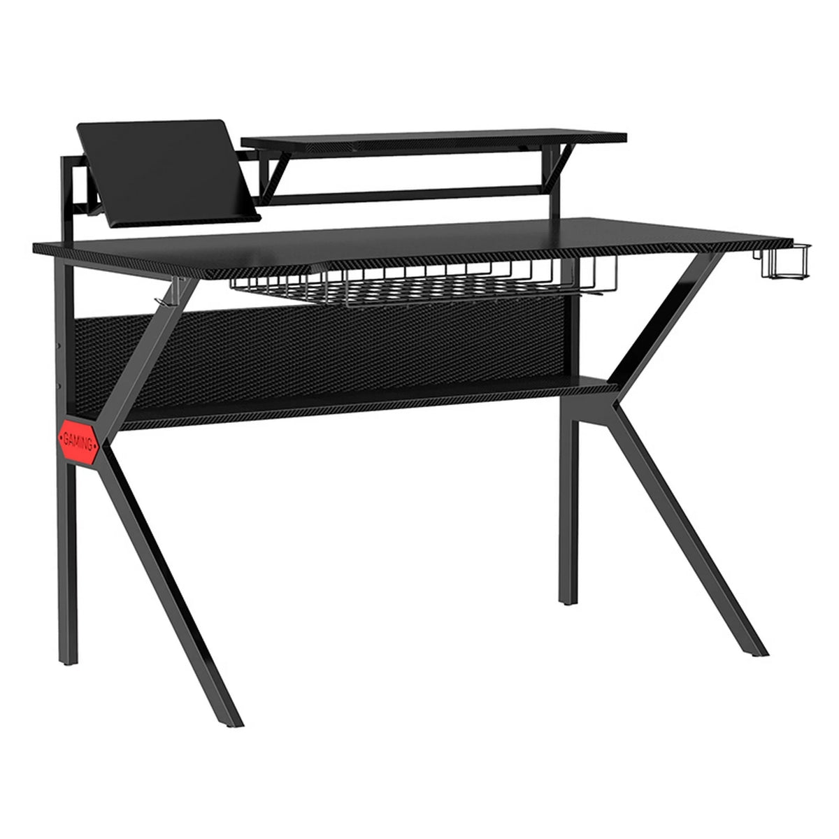 PVC Coated Ergonomic Metal Frame Gaming Desk with K Shape Legs, Black F5820