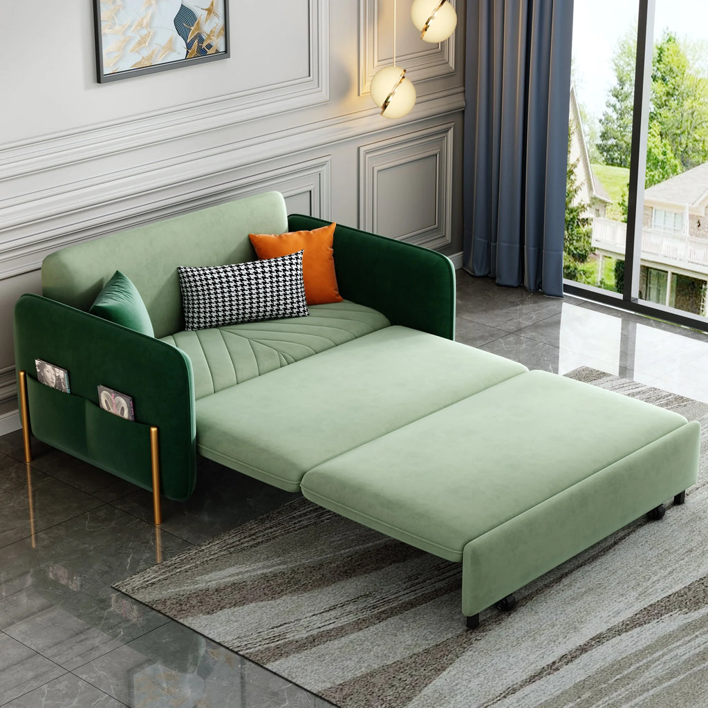 Green Velvet Convertible Sleeper Sofa R389769