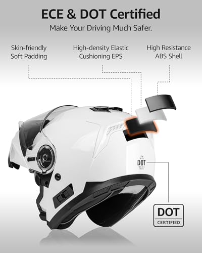 Modular Full Face Motorcycle Helmet with Flip Up Dual Visor V7612