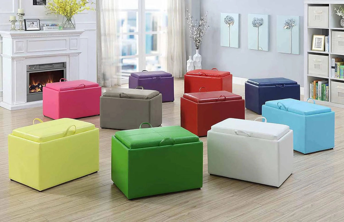 Gray Faux Leather Accent Storage Ottoman R988317