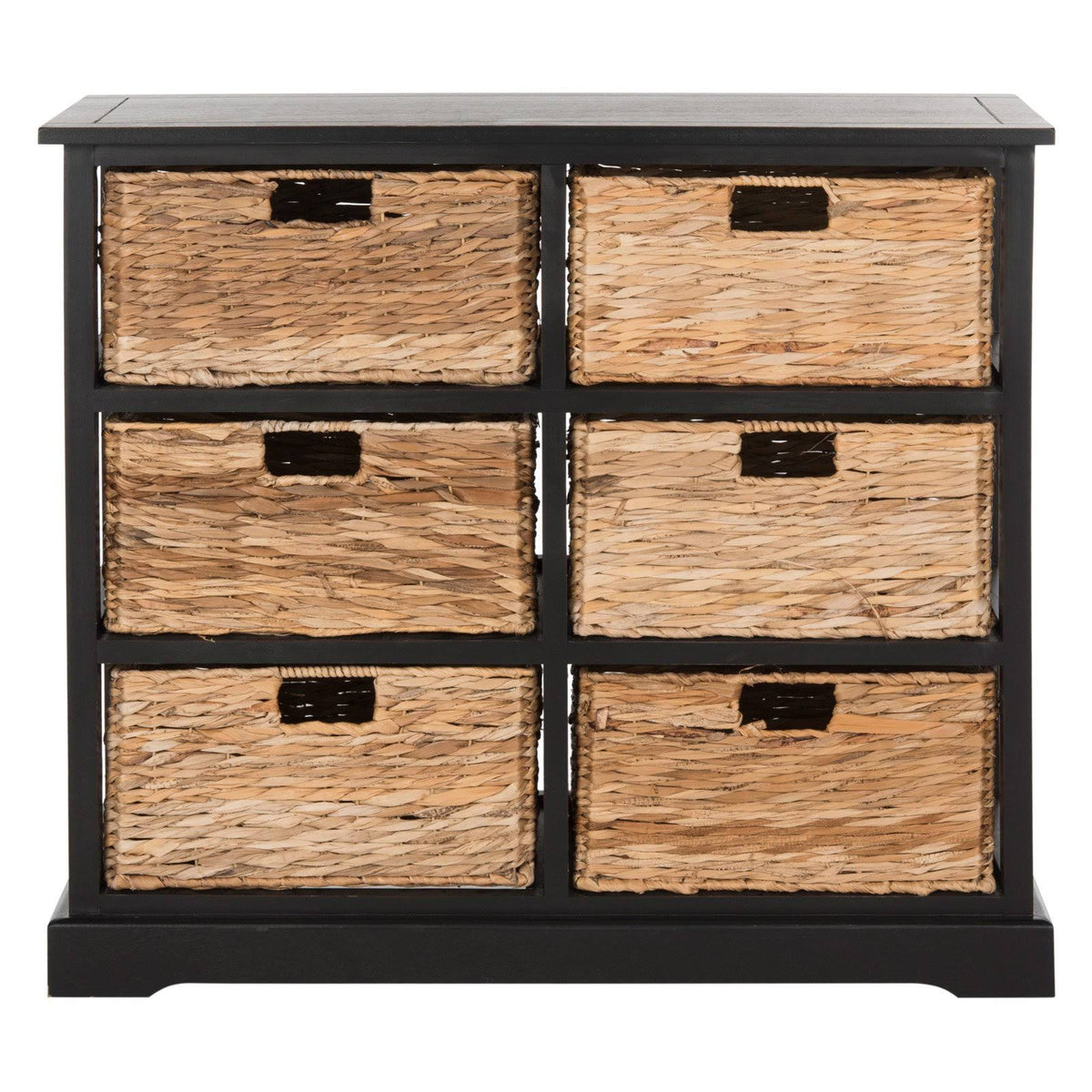 Distressed Black Wicker Basket Storage Chest J445787