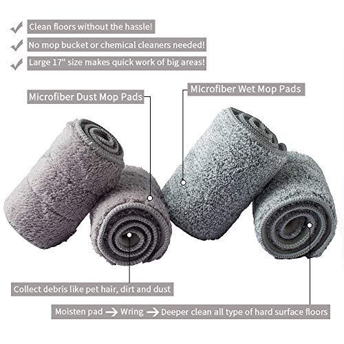 Commercial Flat Microfiber Floor Mop with 4 Washable Pads T46317