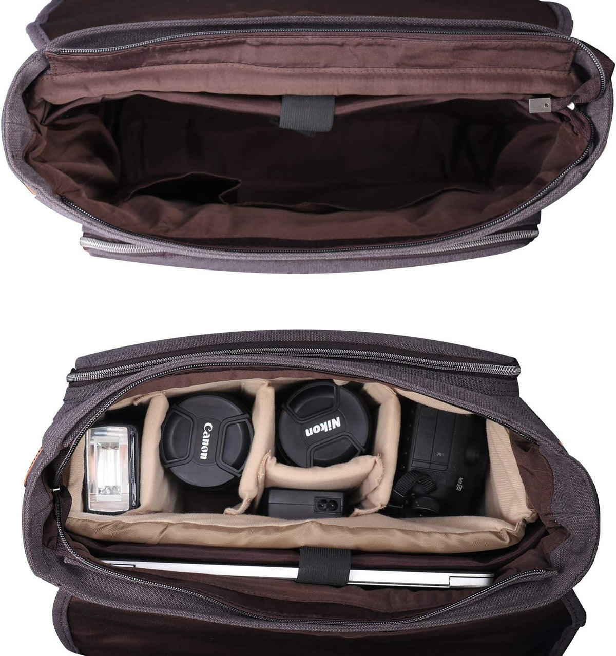 Canvas Messenger Bag with Camera Insert Sleeve U345451