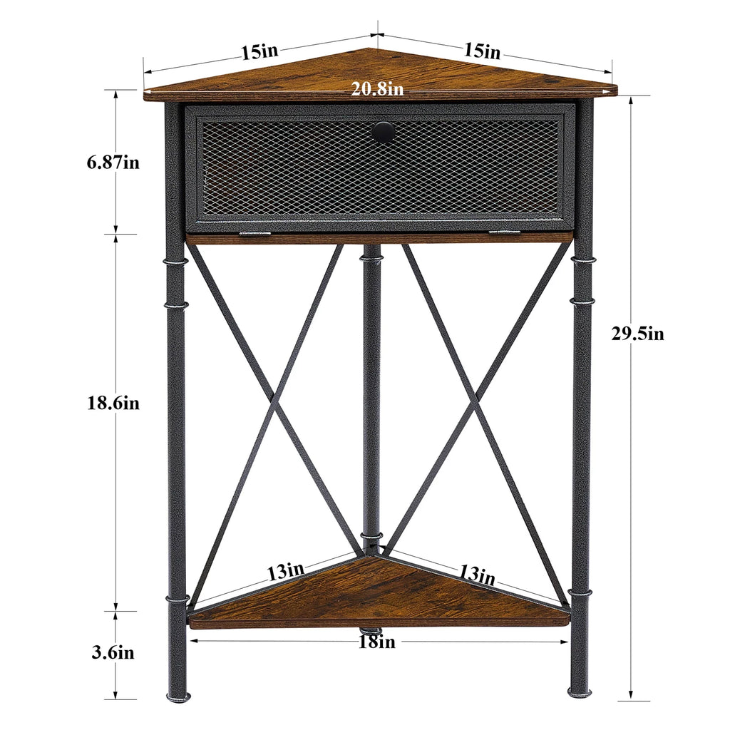 Brown Corner Storage Cabinet with Flip Drawer and Shelf C78332
