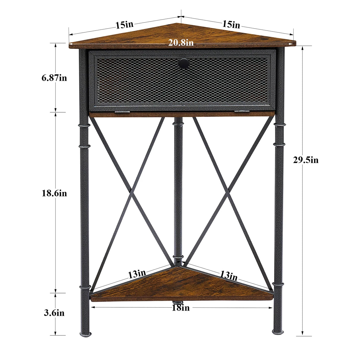 Brown Corner Storage Cabinet with Flip Drawer and Shelf C78332