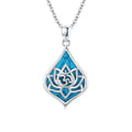 Lotus Pendant Necklace 925 Sterling Silver Turquoise Jewelry 18K White Gold Plated H670594