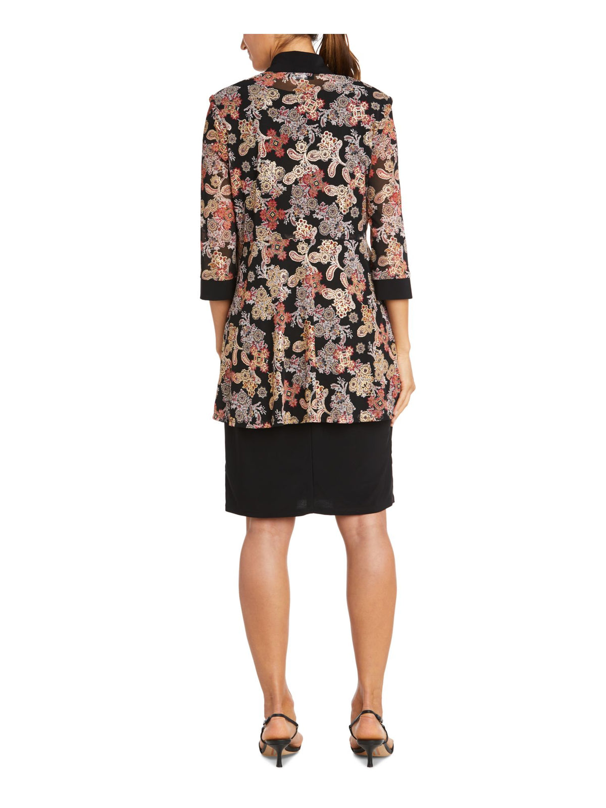 Black Stretch Printed Sleeveless Scoop Neck Evening Shift Dress Plus 20W P4457