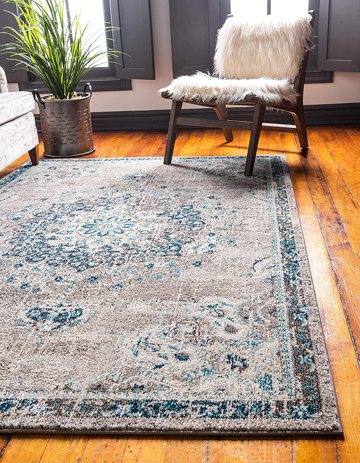 Gray Beige Medallion Rug 3' 3" x 5' 3" K5646