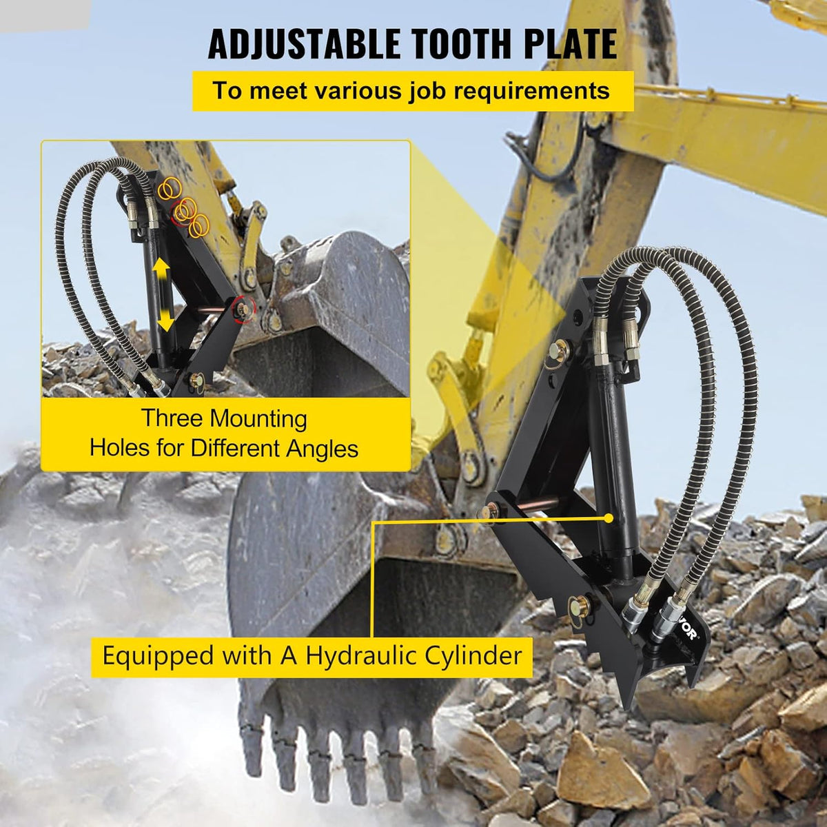 18 Hydraulic Backhoe Thumb, Black Steel Weld On Thumb with Hydraulic Cylinder Z760496
