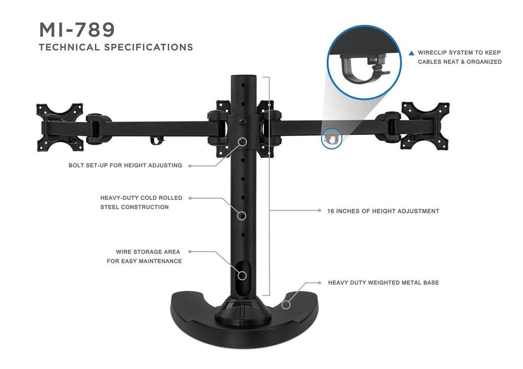 Triple Freestanding Height Adjustable Monitor Desk Mount, Black D892057