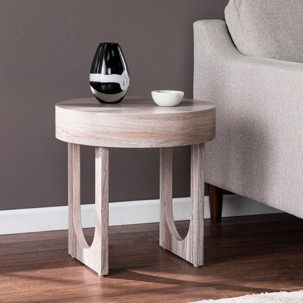 Light Brown Round End Table X24588