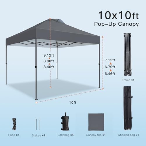 10x10ft Pop Up Canopy Tent with Wheel Cover Bag, White V2147