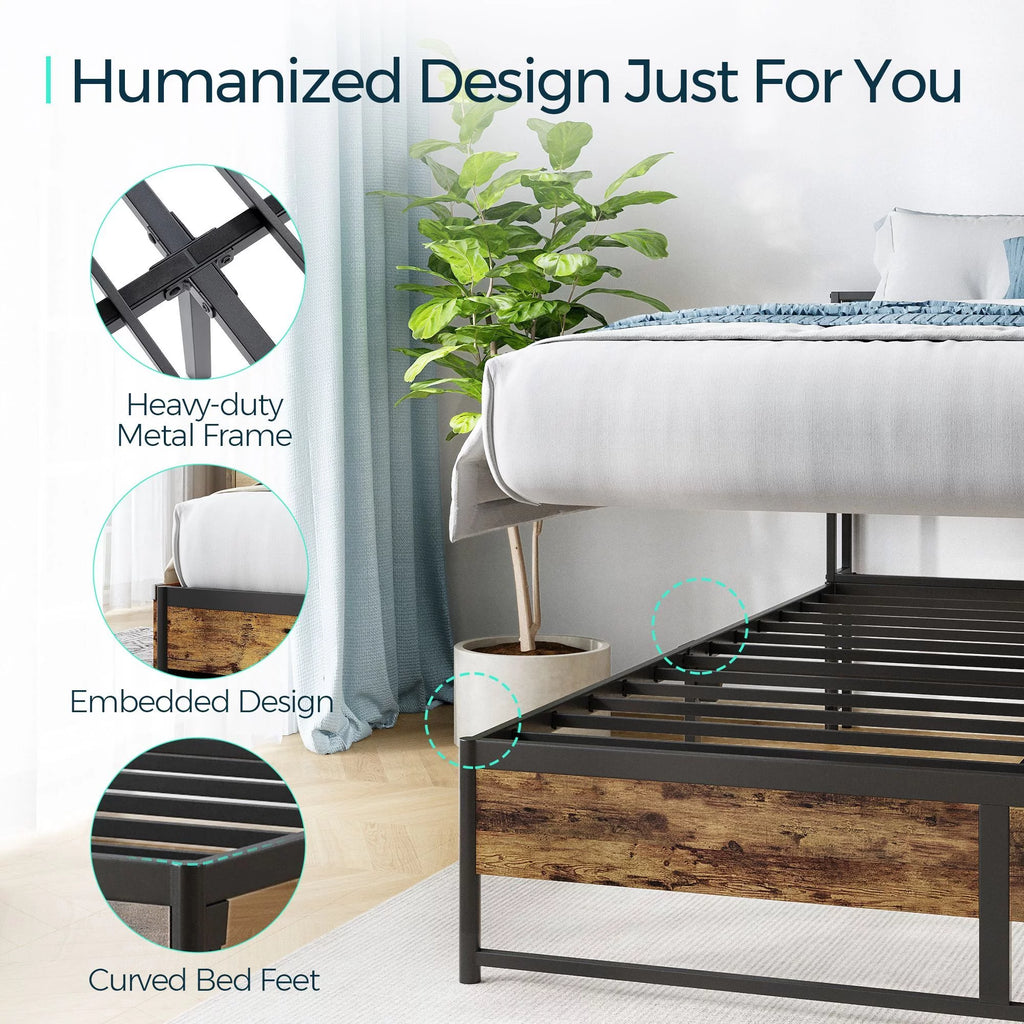 Full Size Platform Bed Frame with Storage Headboard and 4 Storage Drawers K391101