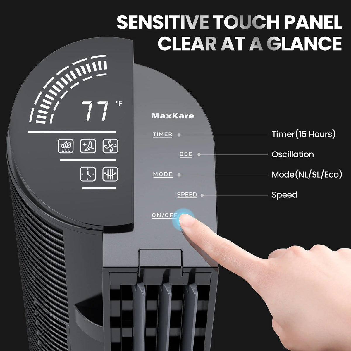 40in Tower Fan with Remote Control, 6 Speeds, Black R15894