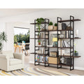Dark Walnut 6-Tiers Industrial Bookcase H870622