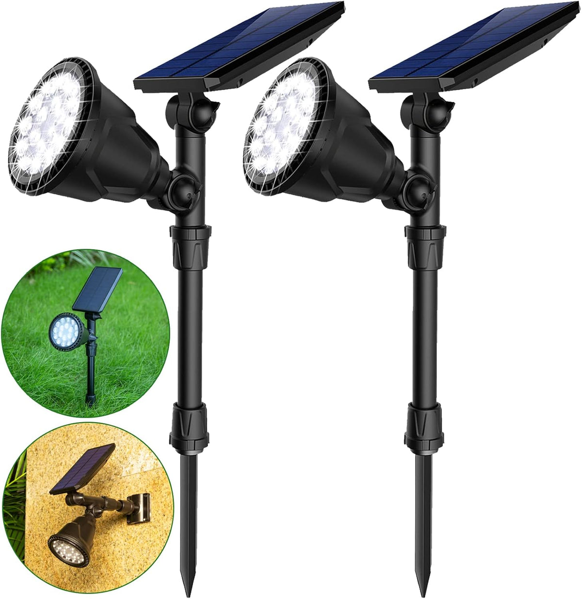 600 Lumens IP65 Waterproof Solar Spotlights 4 Pack E797875