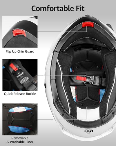 Modular Full Face Motorcycle Helmet with Flip Up Dual Visor V7612