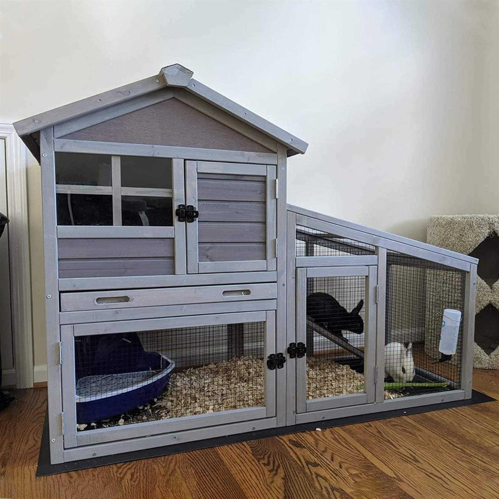 Rabbit Hutch with Ventilation Door Wooden Bunny Cage with No Leakage Tray S456