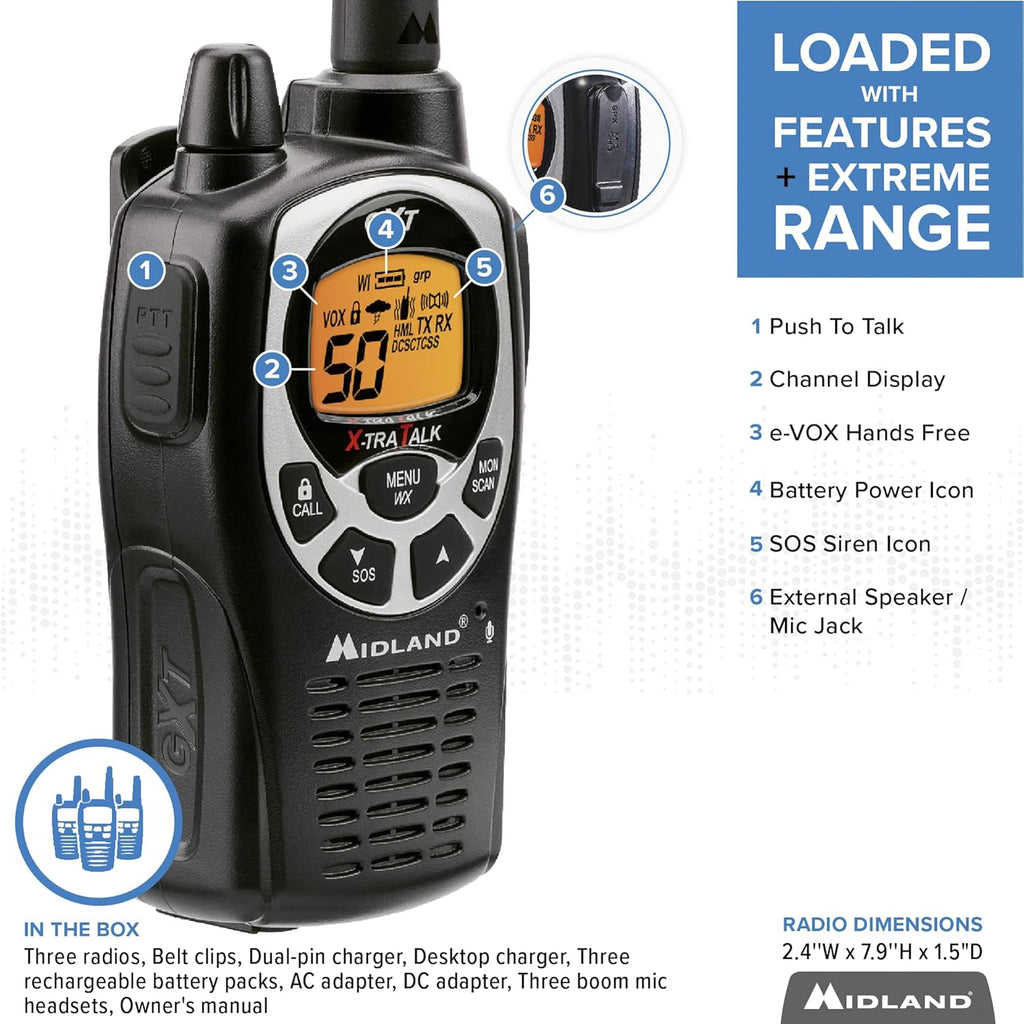 50 Channel Waterproof GMRS Two-Way Radio 3-Pack X583913