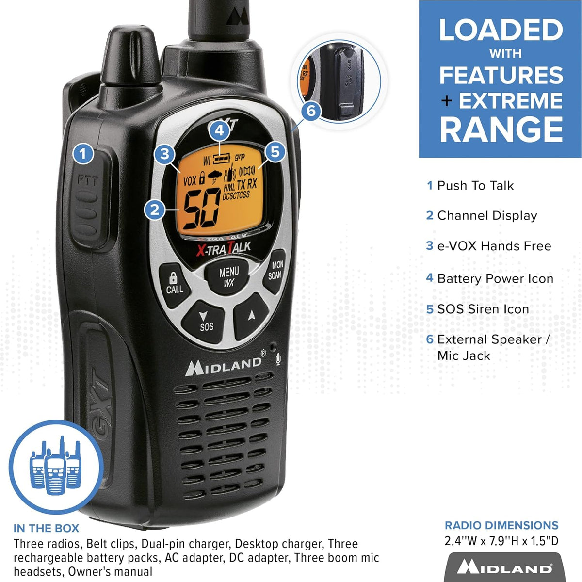 50 Channel Waterproof GMRS Two-Way Radio 3-Pack X583913