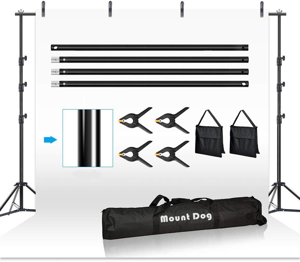 10FT Adjustable Photography Backdrop Support System with Clamps, Sandbags, and Carrying Bag D9948
