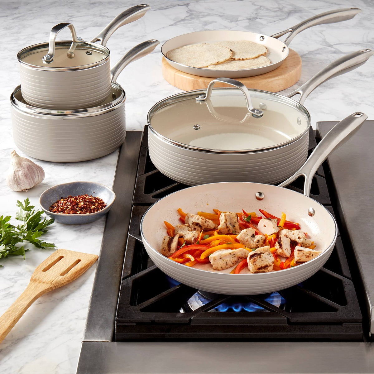 10-Piece Fog Aluminum Non-Stick Cookware Set C299
