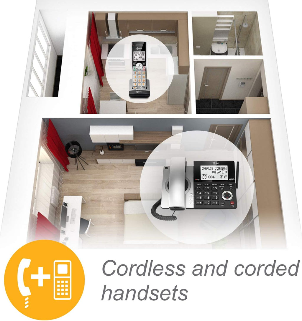 Black/Silver DECT 6.0 Corded/Cordless Phone with 1 Handset H2002