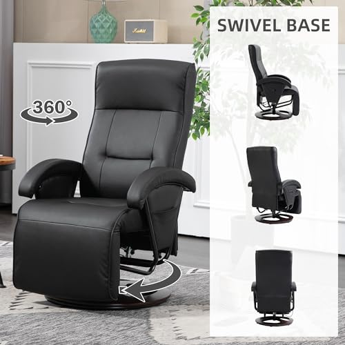 Gray Leather Swivel Recliner Chair with Adjustable Footrest H938868